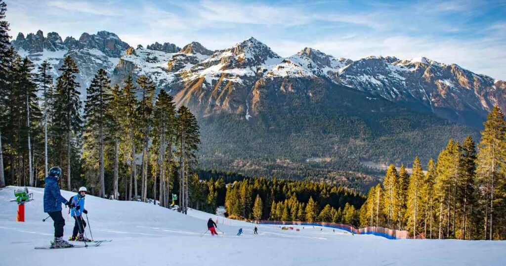 Skiing and Snowboarding in the Dolomites, Italy