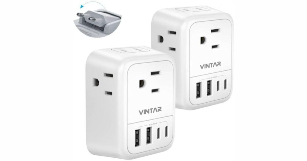 European Travel Plug Adapter by VINTAR (2-Pack)